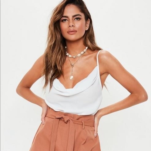 NWT Missguided white cowl neck bodysuit - Picture 2 of 6